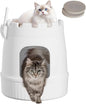Lifewit Cat Litter Box, Hidden Enclosure Litter Tray with Odor Control & Carbon Filter in Living Room, Bedroom, Corner with Castle Scratching Board& Plastic Scoop, 48 x 54 cm/19x20, White
