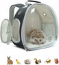 Small Animal Carrier Guinea Pig Backpack,Transparent, Breathable Backpack Carrier for Hedgehogs, Rabbits, Birds, Squirrels, Hamsters, Lizards Comfortable, Portable Travel Bag for Small Pets (Black)