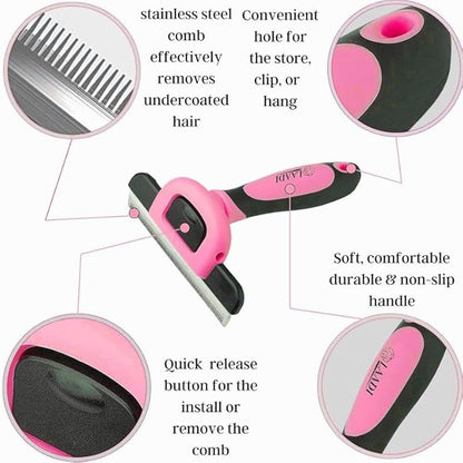 Laadi Deshedding Tool - Reduces Shedding by Up to 95% for Pets' Grooming - Suitable for Dogs, Cats, Horses, and Rabbits