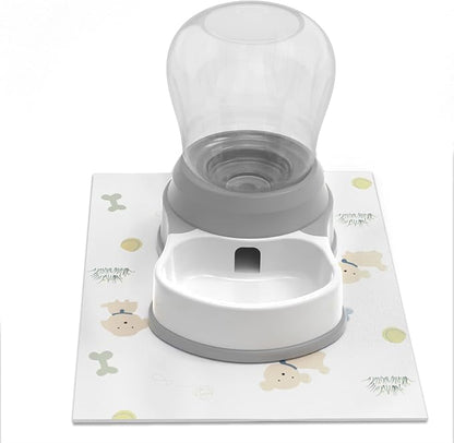 1 Gallon Automatic Dog Water Dispenser, Premium Large Capacity Gravity Pet Water Bowl with Non-Slip Mat for Multiple Pets, BPA-Free Cat Water Feeder for Large Dogs, Refill Less Often, Grey