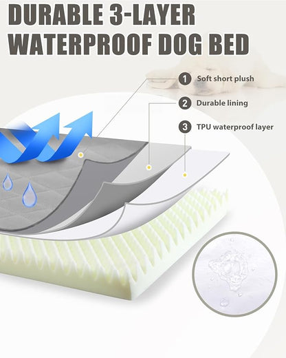 Orthopedic Dog Beds for Extra Large Dogs Waterproof with Removable Washable Cover and Non-Slip Bottom, 47x29 Inch, Light Gray