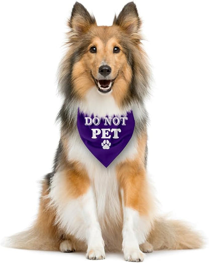 Do Not Pet Dog Bandana, Purple Dog Bandana, Funny Cute Dog Bandana, Pet Dog Triangle Scarf, Pet Dog Scarf Accessories, Gift for Dog Lover, Dog Bandana for Small Medium Large Dogs (E59)