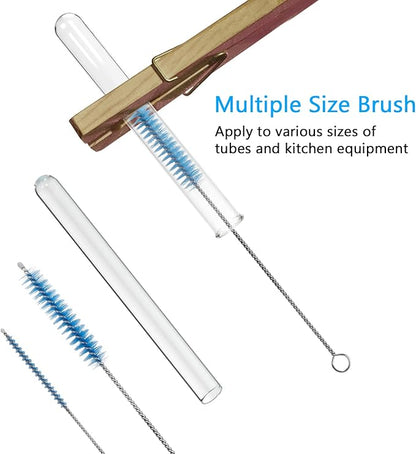 CiaraQ Bottle Cleaning Brushes, 8 Inch Nylon Tube Brush Set, Cleaner for Narrow Neck Bottles Cups with Hook, Set of 10pcs.