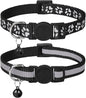 Taglory Reflective Cat Collar Breakaway with Bells, 2 Pack Girl Boy Pet Cat Collar Adjustable 7.5-12.5 Inch, Black