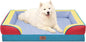 Comfort Expression Orthopedic Dog Bed for Large Dogs 36x27 Inch, Waterproof Egg Crate Foam Large Pet Bed with Removable Bolsters, Dog Couch with Washable Cover & Non-Slip Bottom, Funfetti Fiesta