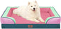 Comfort Expression Orthopedic Dog Bed for Large Dogs 36x27 Inch, Waterproof Egg Crate Foam Large Pet Bed with Removable Bolsters, Dog Couch with Washable Cover & Non-Slip Bottom, Mint-Berry Dream