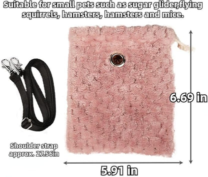 Sugar Glider Bonding Pouch - Soft Sleeping Pouch with Breathable Vent & Drawstring Portable Travel Bag Small Animal Carrier for Sugar Glider Squirrel Hamster Rats Hedgehog Bird Parrot (Pink)