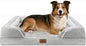 Comfort Expression Orthopedic Dog Bed for Large Dogs 36x27 Inch, Waterproof Egg Crate Foam Large Pet Bed with Removable Bolsters, Dog Couch with Washable Cover & Non-Slip Bottom, Grey White