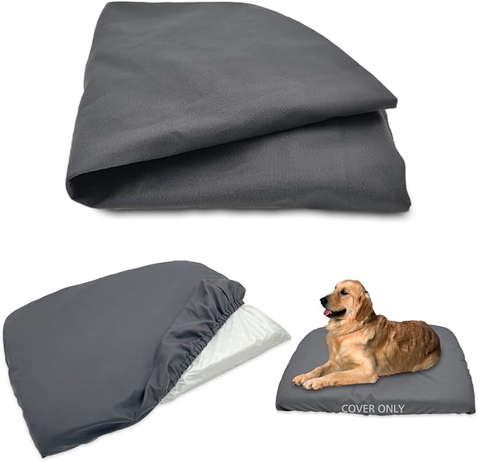 Dog Bed Cover Waterproof Replacement Machine Washable Covers for Dog Bed Heavy Duty Scratch Resistant Mattress Protector Pet Bed 36x27 Inch Grey Cover Only