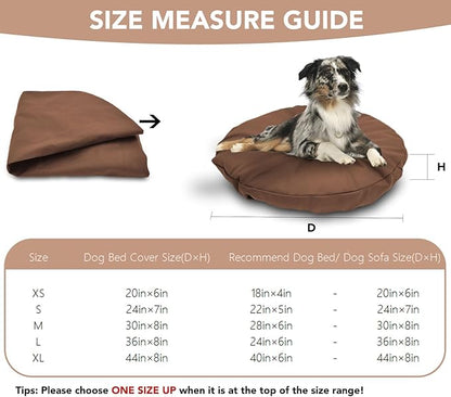 Dog Bed Cover Waterproof Replacement Machine Washable Covers for 36x36 Inch Dog Bed Heavy Duty Scratch Resistant Mattress Protector Pet Bed Round Brown Cover Only