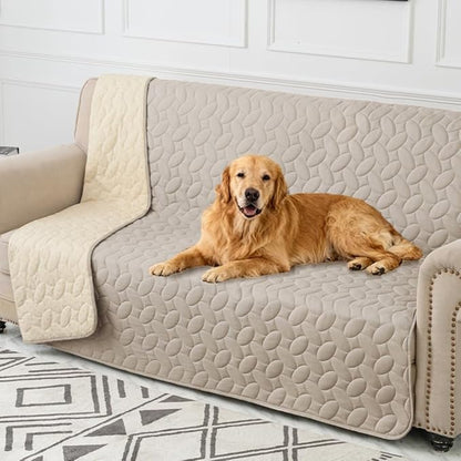 Ameritex Waterproof Pet Bed Cover Anti-Slip Dog Bed Blanket for Sofa and Furniture Waterproof New Pattern Design (Khaki, 82x82 Inch (Pack of 1))