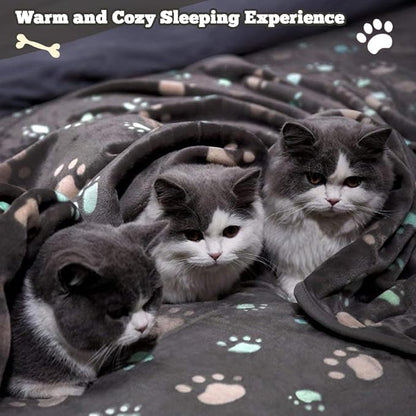 12 Pcs Small Dog Blanket Fleece Puppy Blankets Washable Pet Blankets for Cats Soft Flannel Paw Printed Throw for Guinea Pig Indoor Kittens Doggie (23 X 16 Inch,Dark Gray)