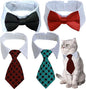 4 Pieces Pets Dog Cat Bowtie Pet Costume Adjustable Formal Necktie Collar for Cats Small Dogs Puppy Grooming Accessories (red/Green)