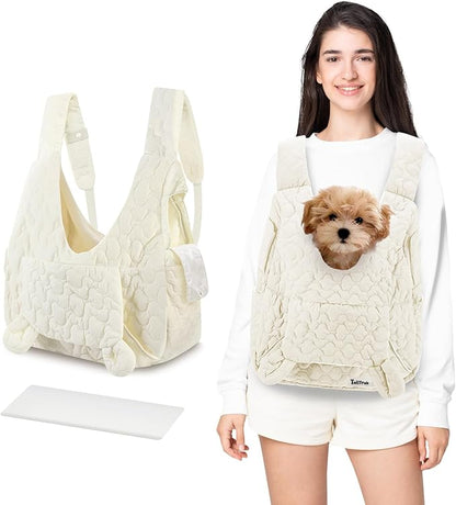 Pet Carrier Backpack, Adjustable Pet Front Cat Dog Carrier Backpack Travel Bag for Small Medium Dogs Cats and Rabbits, Safety Strap with Removable Bottom Plate for Camping Hiking Traveling
