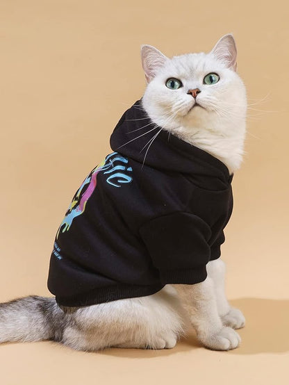 QWEEE Stylish Dog Clothes - Cat & Kitten Puppy Dog Sweatshirt - Black, Small to Large