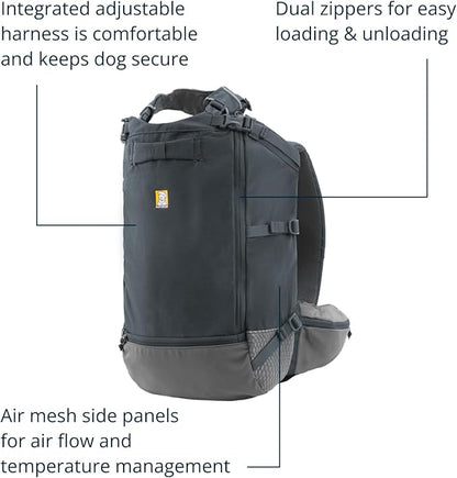 Ruffwear, Hitch Hiker Dog Backpack Carrier, Hands-Free Dog Carrier Backpack with Breathable Mesh, EVA Foam Padding, Durable Polyester, Lightweight Design for Small Dogs, Basalt Gray, Small