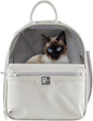 Friends Forever Cat Backpack, Dog Carrier for Small Dogs Travel Bag with Padded Straps, Removable Sherpa Mat, Fully Ventilated, Front Viewing Window, Grey