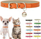 Orange XS Cat Collar with Bell, Soft Pu Leather Dog Collars Adjustable Buckle for XXS Extra Small Medium Tiny Female Male Boys Girls Pets Puppy Kitten Teacup Yorkie X-Small