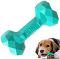 NOOVIA Durable Dog Chew Toy Rubber Bone 100% Natural Bite-Resistant Interactive Pet Toys for Dogs, Diamond Texture Modern Geometric Design (Lake Green, Small)