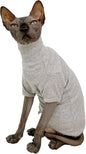 Sphynx Hairless Cats Shirt Cotton Cat Turtleneck Sweater Pullover Kitten T-Shirts with Sleeves Cat Pajamas Jumpsuit for Sphynx Cornish Rex, Devon Rex, Peterbald (Small (Pack of 1), Light Grey)