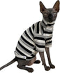 Vintage Stripes Sphynx Hairless Cats Shirt Cotton Cat Turtleneck Pet Clothes Kitten T-Shirts with Sleeves for Sphynx Cats (Black Grey White, X-Large)