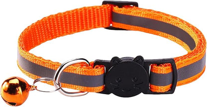 14 Pack Breakaway Cat Collar with Bell, Reflective Kitten Collar for Girl Boy Cats, Safety Buckle Adjustable 7.5-12.5 Inch, 0.4 Inch Width Lightweight, Pet Gifts (Orange)