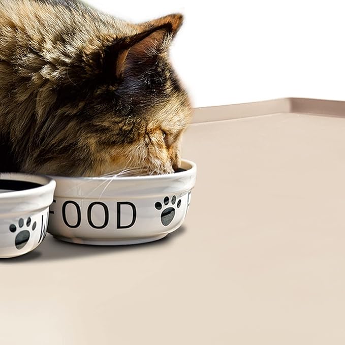 Dog Food Mat,Silicone Waterproof Food Tray,Non Slip Pet Bowl Mats Placemat,0.8" Raised Edge,Suitable for Most Small and Medium Sized Pets,28" x 18"