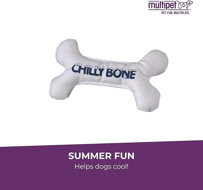 Multipet Chilly Bone Dog Toy - Vanilla-Scented Canvas Freezable Teething Toys - Frozen Toy for Chewing & Playing - Freezable Dog Toys (1 Count, 7”)