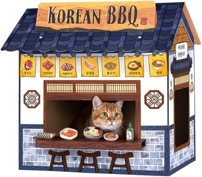 SMILE PAWS Cat Beds for Indoor Cats, Cardboard Cat House with Scratchers, Korean BBQ, Large Sturdy Cat Furniture Condo Cave Tent, Easy to Assemble Pet Toys Accessories Stuffs, Bunny Small Animals