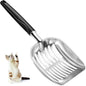 Cat Litter Scoop, Metal Cat Scooper, Plastic Handle Scoop, Sifting Shovel – Heavy Duty Aluminum Alloy Litter Box Scoop with Deep Mesh, Design for Easy Waste Removal and Cleaning, (Black)