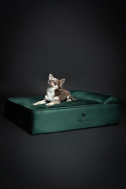 NOAH & PAW Dog Bed, 28x23x7.5 Inch, Orthopedic Dog Beds for Medium Size Pets, Eggshell Memory Foam Infused with Cooling Gel, Waterproof, Machine Washable, Includes Inner Cover (Velvet Collection)