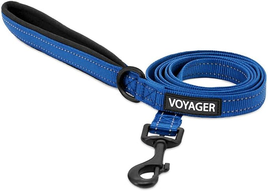Best Pet Supplies Voyager Reflective Dog Leash or Collar with Neoprene Handle, for Small, Medium, and Large Breed Puppies, Cute and Heavy Duty for Walking, Running and Training - Royal Blue (Leash), M