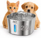 Stainless Steel Cat Water Fountain – 2.2L/74oz Ultra-Quiet Pump, Visible Water Level, Dual Flow Modes – Automatic Pet Water Dispenser for Cats & Small Dogs