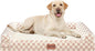 Large Dog Bed Orthopedic Washable: Beds Bolster XL Bed Large Big Dogs Egg Crate Foam Couch Sofa Waterproof with Removable Cover - Pink Grid
