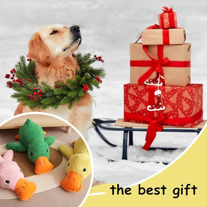 2025 Upgraded Dog Toys, New Durable Calming Duck Toys, Dog Toys for Aggressive Chewers with Soft Squeaker, Fun for Indoor Puppies and Senior Pups (Green, XL-14.9 * 17.7in)