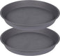 2 Pack of 20 21 inch Plant Saucer Round, Deep Plant Saucers for Pots, Heavy Duty Plastic Plant Drip Tray for Indoors Outdoor, Bird Bath Bowls, Plant Trays for Planter 19-22" (21 inch, Cement)