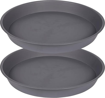 2 Pack of 8 inch Plant Saucer Clear, Heavy Duty Plastic Plant Water Tray 8 inch Round, Flower Plant Saucers for Indoors No Holes, Plant Dishes Saucer for Planter 7"/8" (8", Cement)