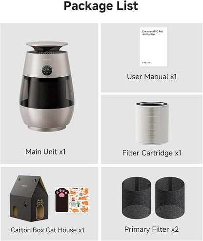 ‌Dreame Pet Air Purifier, Cleans 5,386 ft² in One Hour, 1,346 ft² for Home Large Room, NeverChange 5.4-Year Filters for Odor Purification, 360° Visual Collection of Hair, ‌Pet-Friendly Design, Gold