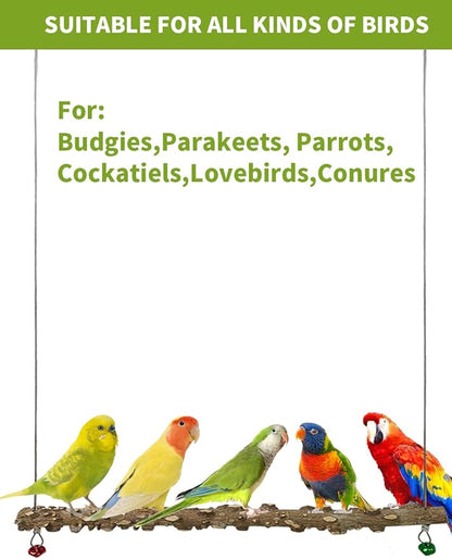 FlidRunest Bird Parrot Swing Toy, Natural Pepper Wood Bird Perch Stand, Hanging Bird Window Ceiling Swing Perch for Parrot Parakeet Conure Cockatiel Small Birds
