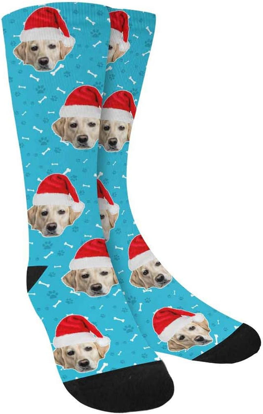 Custom Face Socks, Personalized Dog Lover Pet Photo Picture on Socks Unisex Athletic Crew Socks for Men Women