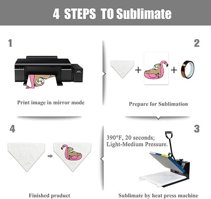 8 Packs Sublimation Blank Dog Bandana Over Collar, Pet Collar Sip-On Bandana Blank Customize White Polyester DIY for Dog Cat Extra Small, Small, Medium & Large (M)