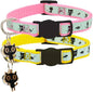 2 Pack Glow in The Dark Cat Collar with Bell Breakaway Safety Cat Puppy Collars with Pendant Yellow and Pink