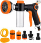 Dog Wash Hose Attachment, 8 in 1 Garden Hose Nozzle Sprayer with 4 extra connectors, Adopted in Watering Flowers, Car Wash, Dog and Horse Showering