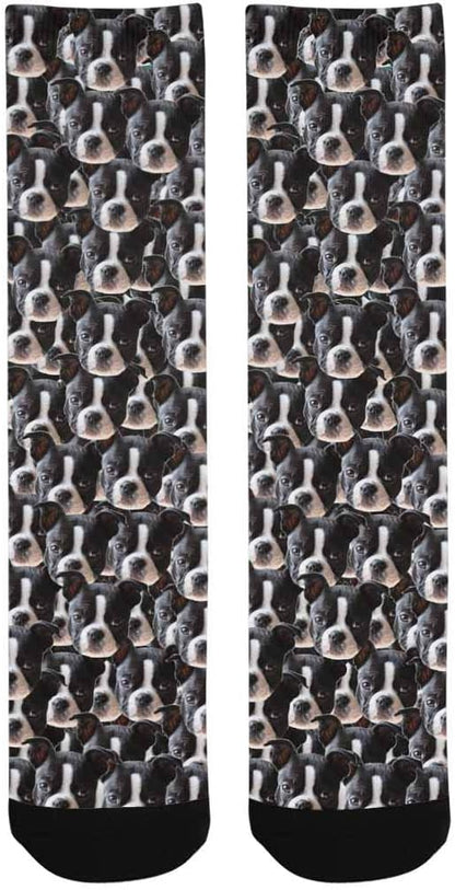 Custom Face Socks, Personalized Dog Lover Pet Photo Picture on Socks Unisex Athletic Crew Socks for Men Women