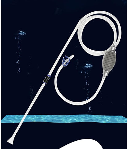 Aquarium Siphon Water Changer Kit Manual Gravel Vacuum with 5.25ft Hose 2 Rigid Tubes Total 7.2ft Air Bulb Flow Control Valve Duck Bill Head for Fresh and Saltwater Tanks