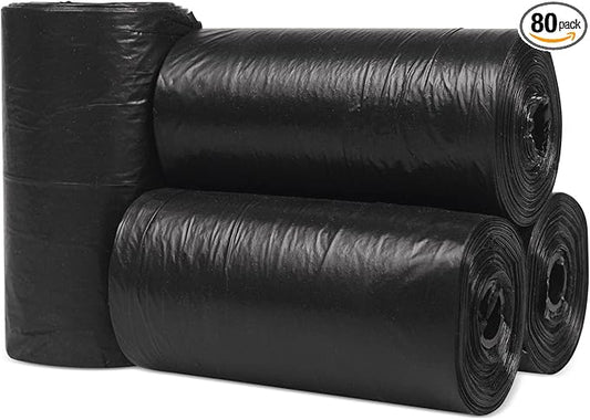 80 Count Cat Litter Waste Bags for Scooping, Black, 5 Liters