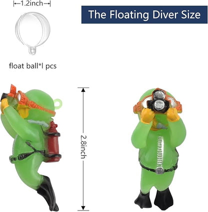 onesimcr Floating Fish Tank Decorations, Aquarium Decorations, Lovely Diver Fish Tank Decorations, Floating Device Fish Tank Accessories，Suitable for All Kinds of Fish Tanks(Light Green)…