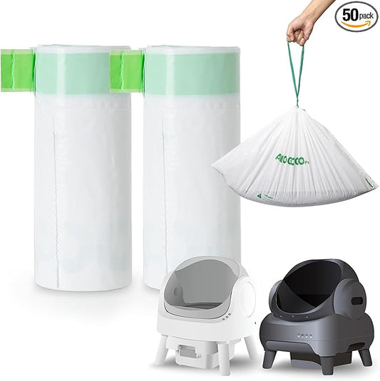 50 Pack Litter Bags, Compatible with Neakasa M1 & PetPivot & wozhio & Open-X AutoScooper 11 Open-Top Self-Cleaning Cat Litter Box, Replaced Waste Bags, Litter Box Liner, 27" x 13"