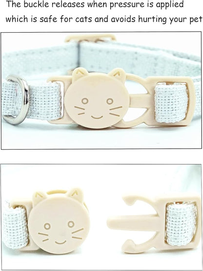 Cat Collar-2 Pack Cat Collar Black and White Linnet with Kitten and Bell Pendant Safety Buckle Adjustable Pet Collar Suitable for Cats Gift to Cats and Small Pets