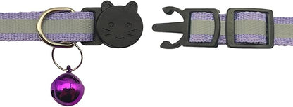 14 Pack Breakaway Cat Collar with Bell, Reflective Kitten Collar for Girl Boy Cats, Safety Buckle Adjustable 7.5-12.5 Inch, 0.4 Inch Width Lightweight, Pet Gifts (Purple)